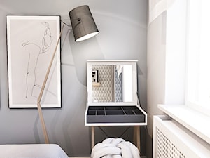 PROJEKT SYPIALNI - Mała szara sypialnia, styl skandynawski - zdjęcie od BIBI Designe
