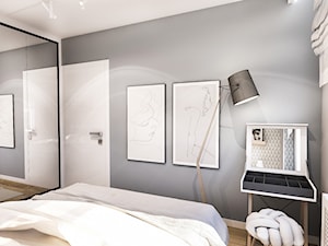PROJEKT SYPIALNI - Średnia szara sypialnia, styl skandynawski - zdjęcie od BIBI Designe