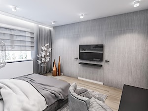 Projekt domu pod Łodzią - Średnia biała szara sypialnia, styl nowoczesny - zdjęcie od BIBI Designe