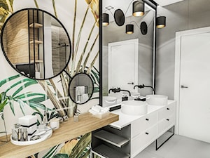 PROJEKT ŁAZIENKI - ZIELONA 2019 - Średnia biała szara kolorowa łazienka z oknem, styl vintage - zdjęcie od BIBI