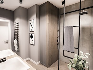 PROJEKT WNĘTRZA DOMU -ŁÓDŹ 2019 - Średnia bez okna z dwoma umywalkami łazienka - zdjęcie od BIBI Designe