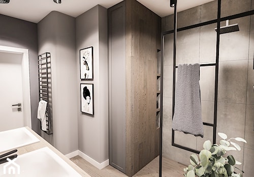 PROJEKT WNĘTRZA DOMU -ŁÓDŹ 2019 - Średnia bez okna z dwoma umywalkami łazienka - zdjęcie od BIBI Designe