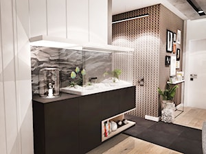 Projekt mieszkania 70m2- Wawa 2017 - Średni brązowy szary hol / przedpokój, styl nowoczesny - zdjęcie od BIBI