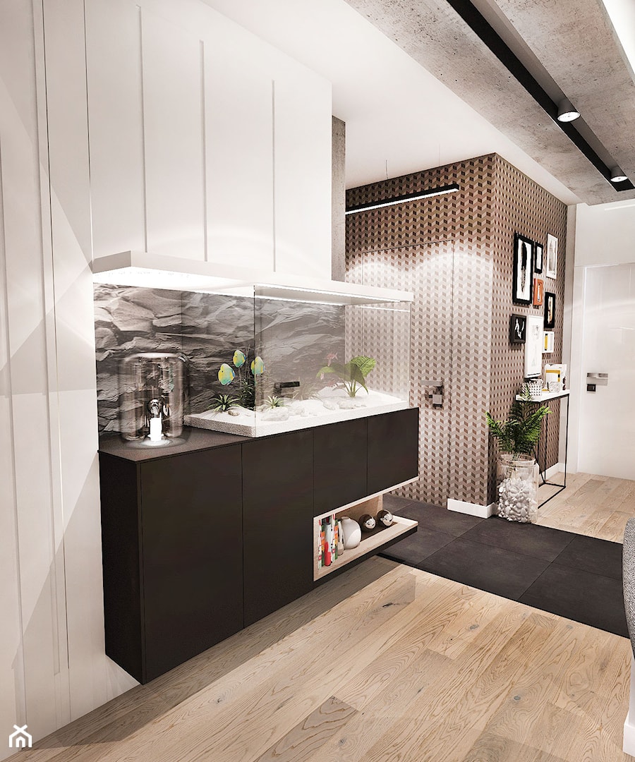 Projekt mieszkania 70m2- Wawa 2017 - Średni brązowy szary hol / przedpokój, styl nowoczesny - zdjęcie od BIBI Designe