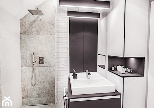 Średnia na poddaszu bez okna z lustrem łazienka, styl nowoczesny - zdjęcie od BIBI Designe
