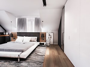 PROJEKT SYPIALNI NA PODDASZU - Średnia biała sypialnia na poddaszu, styl nowoczesny - zdjęcie od BIBI