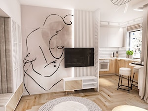 Projekt małego mieszkania do wynajęcia - Wawa 2 2024 - Salon, styl vintage - zdjęcie od BIBI Designe