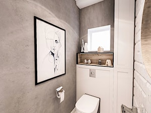 PROJEKT WNĘTRZ DOMU POD WARSZAWĄ 2018 - Średnia z punktowym oświetleniem łazienka z oknem - zdjęcie od BIBI Designe