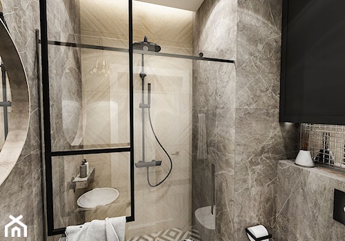 Projekt małej łazienki - Średnia bez okna z punktowym oświetleniem łazienka, styl glamour - zdjęcie od BIBI Designe