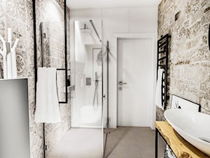 PROJEKT ŁAZIENKI - AU 2018 - Średnia bez okna z punktowym oświetleniem łazienka, styl vintage - zdjęcie od BIBI Designe