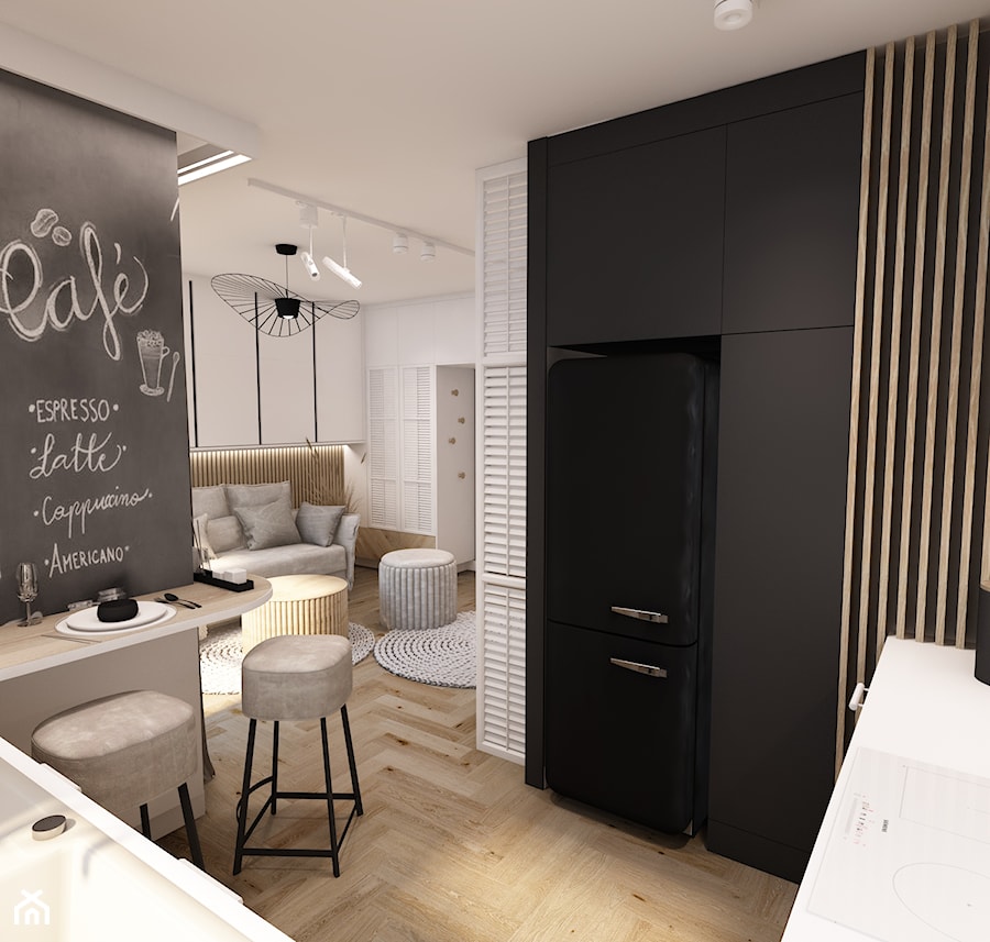 Projekt małego mieszkania do wynajęcia - Wawa 2 2024 - Kuchnia, styl vintage - zdjęcie od BIBI Designe