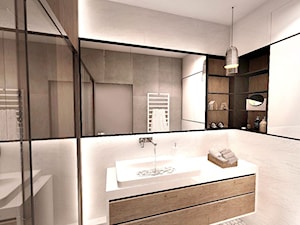 Projekt mieszkania W Warszawie, 58 m2 - Mała bez okna z lustrem łazienka - zdjęcie od BIBI