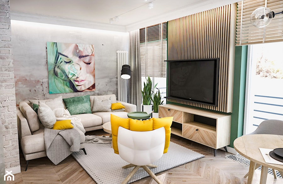 Projekt mieszkania w Apartamencie / Łódź 2022 - Salon, styl nowoczesny - zdjęcie od BIBI Designe