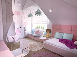 Pokój dziewczynki na poddaszu - Średni różowy pokój dziecka dla dziecka dla nastolatka dla dziewczyn ... - zdjęcie od BIBI