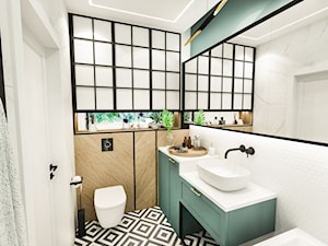 PROJEKT ŁAZIENKI - 6m2 - Mała bez okna z lustrem łazienka, styl vintage - zdjęcie od BIBI