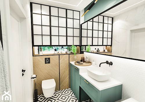 PROJEKT ŁAZIENKI - 6m2 - Mała bez okna z lustrem łazienka, styl vintage - zdjęcie od BIBI Designe