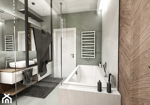 Projekt domu pod Nowym Sączem - Średnia bez okna z lustrem łazienka - zdjęcie od BIBI Designe