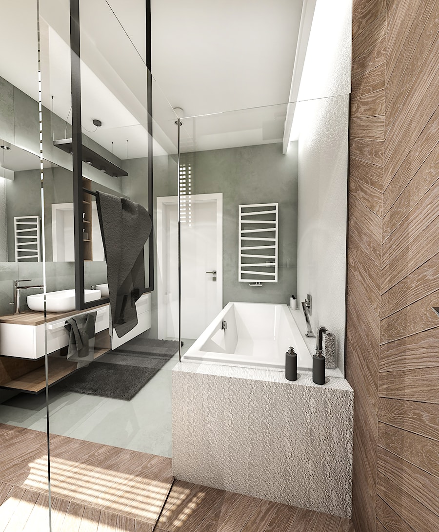 Projekt domu pod Nowym Sączem - Średnia bez okna z lustrem łazienka - zdjęcie od BIBI Designe