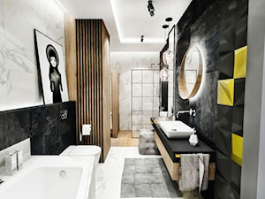 ŁAZIENKA "CIEMNA " 2018 - Duża z punktowym oświetleniem łazienka, styl glamour - zdjęcie od BIBI Designe