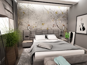 PROJEKT WNĘTRZA DOMU -ŁÓDŹ 2019 - Mała szara sypialnia - zdjęcie od BIBI Designe