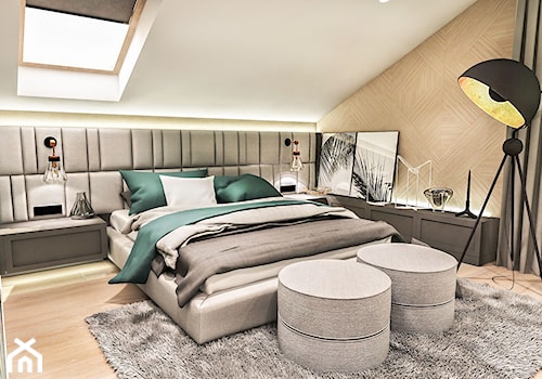 Projekt wnętrza domu pod Sewillą - Średnia biała sypialnia na poddaszu - zdjęcie od BIBI Designe
