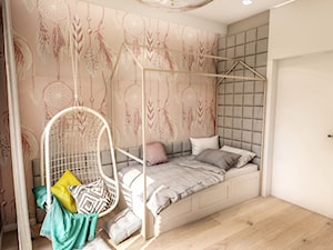 Projekt Mieszkania W-wa 2019 - Mały różowy szary pokój dziecka dla nastolatka dla chłopca dla dziewczynki - zdjęcie od BIBI Designe