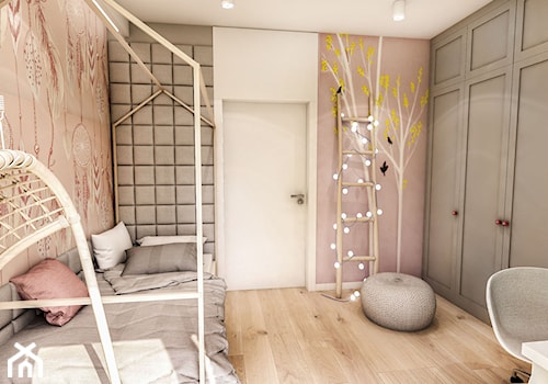 Projekt Mieszkania W-wa 2019 - Średni biały różowy pokój dziecka dla dziecka dla dziewczynki - zdjęcie od BIBI Designe