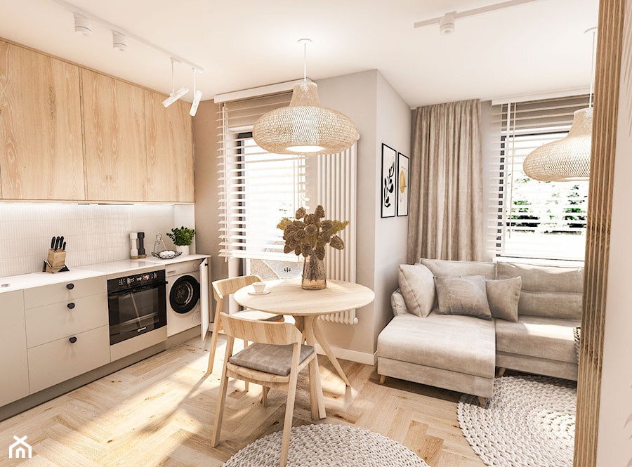Projekt małego mieszkania - Wawa 1 24 - Jadalnia, styl vintage - zdjęcie od BIBI Designe