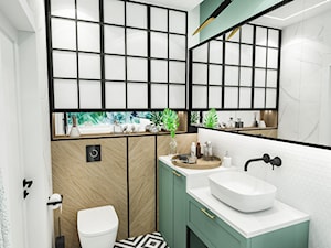 PROJEKT ŁAZIENKI - 6m2 - Średnia bez okna z lustrem łazienka, styl vintage - zdjęcie od BIBI