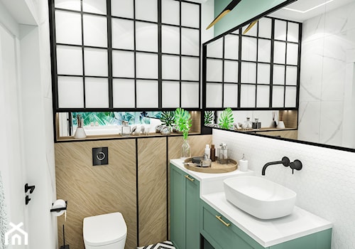 PROJEKT ŁAZIENKI - 6m2 - Średnia bez okna z lustrem łazienka, styl vintage - zdjęcie od BIBI Designe