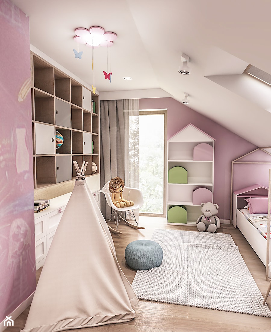 Projekt wnętrza domu pod Sewillą - Średni biały różowy pokój dziecka dla dziecka dla dziewczynki - zdjęcie od BIBI Designe