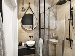Projekt małej łazienki - Mała bez okna z punktowym oświetleniem łazienka, styl nowoczesny - zdjęcie od BIBI