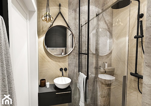 Projekt małej łazienki - Mała bez okna z punktowym oświetleniem łazienka, styl nowoczesny - zdjęcie od BIBI Designe