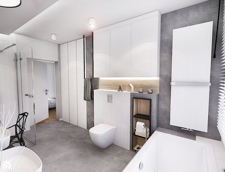 PROJEKT MIESZKANIA - LDZ 2017 - Średnia z dwoma umywalkami łazienka z oknem - zdjęcie od BIBI Designe