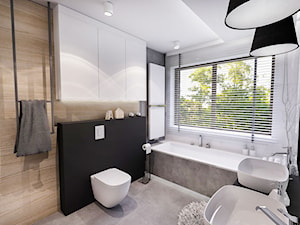 PROJEKT MIESZKANIA - LDZ 2017 - Średnia z dwoma umywalkami z punktowym oświetleniem łazienka z oknem, styl nowoczesny - zdjęcie od BIBI Designe