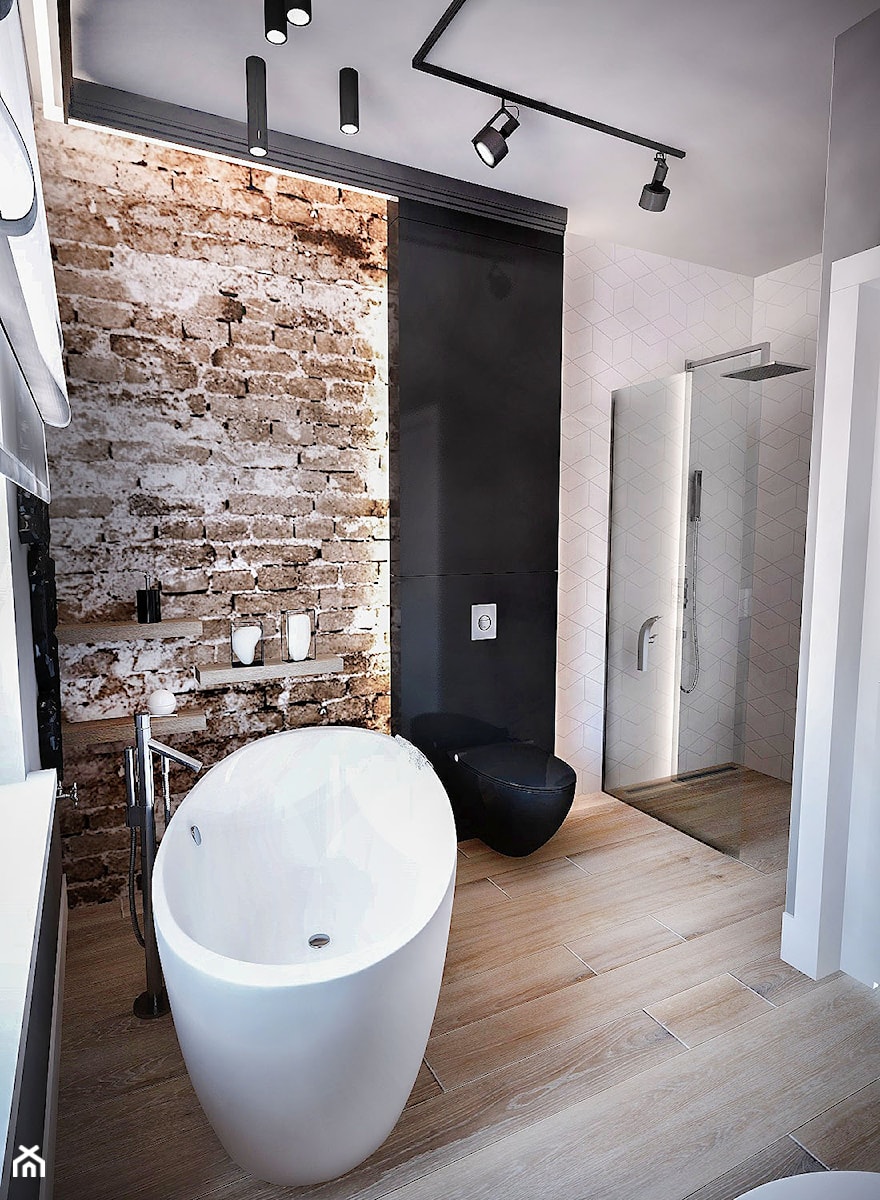 Łazienka w apartamencie w górach 2015 - Średnia łazienka z oknem, styl nowoczesny - zdjęcie od BIBI Designe