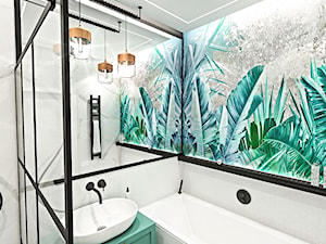 PROJEKT ŁAZIENKI - 6m2 - Średnia bez okna z lustrem ze szkłem na ścianie łazienka, styl glamour - zdjęcie od BIBI