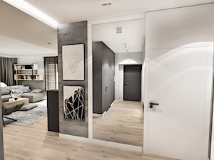 Projekt Mieszkania W-wa 2019 - Średni biały czarny hol / przedpokój - zdjęcie od BIBI Designe