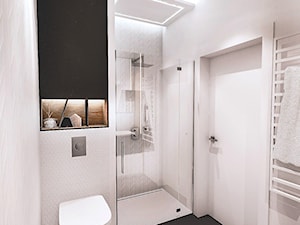 PROJEKT MIESZKANIA 46 m2-Wawa 2018 - Mała bez okna z punktowym oświetleniem łazienka, styl skandyn ... - zdjęcie od BIBI