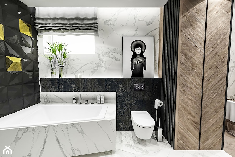 ŁAZIENKA "CIEMNA " 2018 - Średnia łazienka z oknem, styl glamour - zdjęcie od BIBI Designe