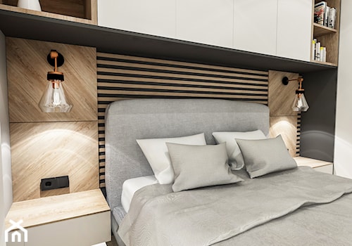Projekt Mieszkania W-wa 2019 - Mała szara sypialnia - zdjęcie od BIBI Designe