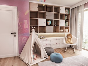 Projekt wnętrza domu pod Sewillą - Mały różowy szary pokój dziecka dla dziecka dla dziewczynki - zdjęcie od BIBI Designe