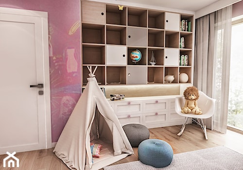 Projekt wnętrza domu pod Sewillą - Mały różowy szary pokój dziecka dla dziecka dla dziewczynki - zdjęcie od BIBI