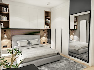 Projekt Mieszkania W-wa 2019 - Średnia biała czarna sypialnia - zdjęcie od BIBI Designe