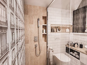 Projekt mieszkania w Łodzi 65 m2 - Mała łazienka, styl skandynawski - zdjęcie od BIBI