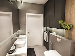 Projekt Mieszkania W-wa 2019 - Średnia bez okna z lustrem z dwoma umywalkami łazienka - zdjęcie od BIBI Designe