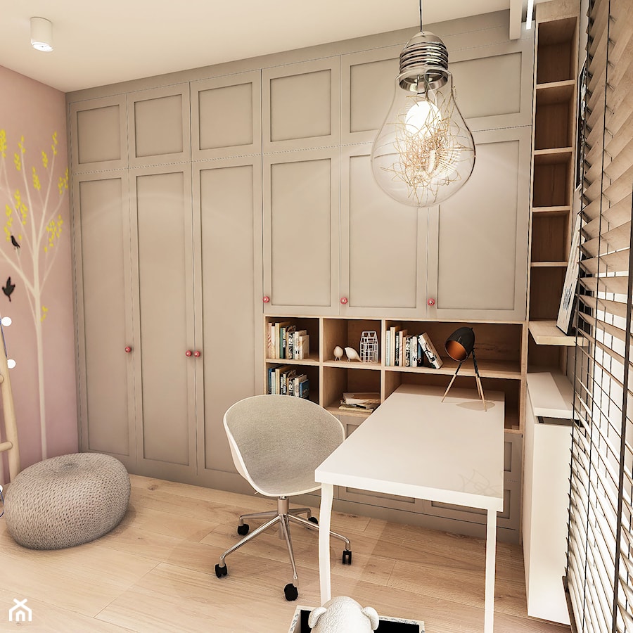 Projekt Mieszkania W-wa 2019 - Mały szary pokój dziecka dla nastolatka dla chłopca dla dziewczynki - zdjęcie od BIBI Designe