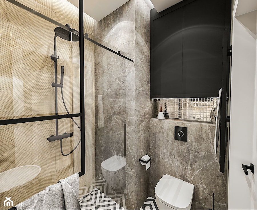 Projekt małej łazienki - Mała bez okna łazienka, styl tradycyjny - zdjęcie od BIBI Designe