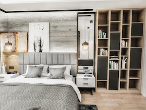 Projekt mieszkania - Gdańsk 2019 r. - Średnia szara sypialnia, styl nowoczesny - zdjęcie od BIBI