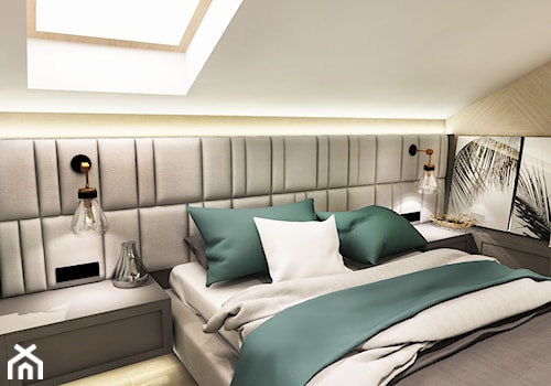 Projekt wnętrza domu pod Sewillą - Mała biała sypialnia na poddaszu - zdjęcie od BIBI Designe